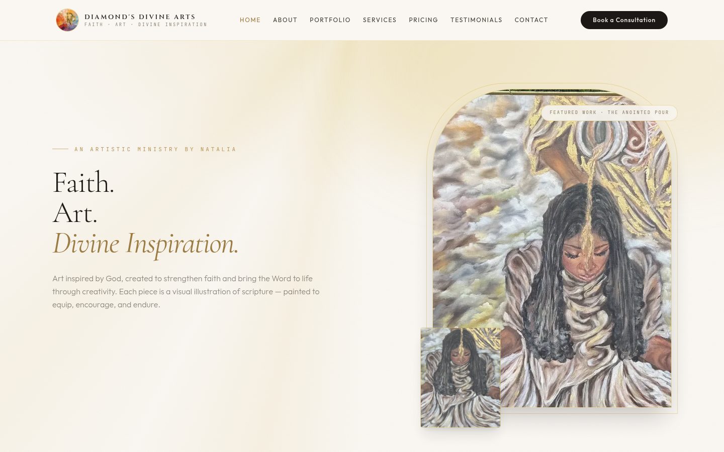 Diamonds Divine Arts website preview